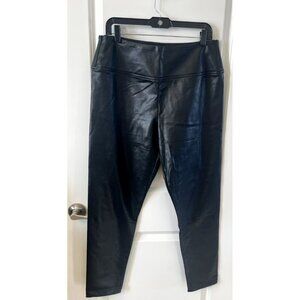 Charlie Paige Black Faux Leather Stretch side zip Pants L legging moto biker NWT
